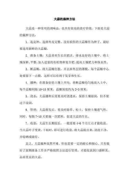 大蒜的栽种方法