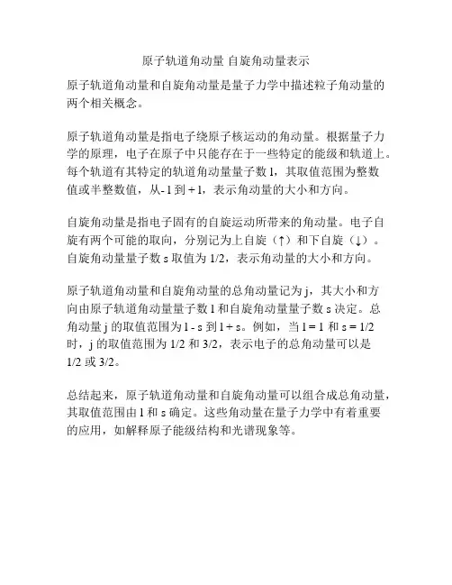 原子轨道角动量 自旋角动量表示