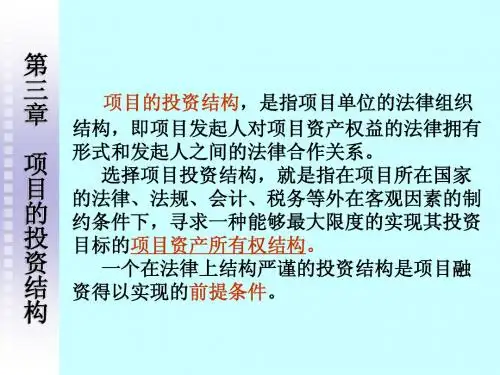 第三章项目的投资结构