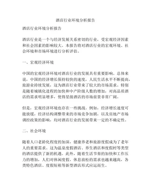 酒店行业环境分析报告