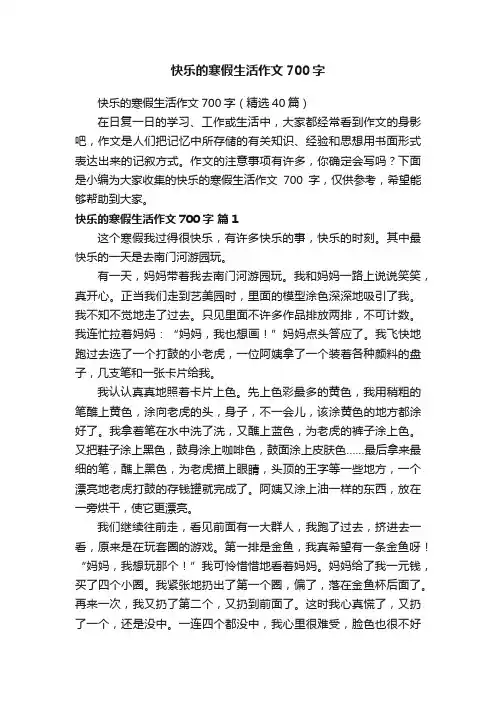 快乐的寒假生活作文700字