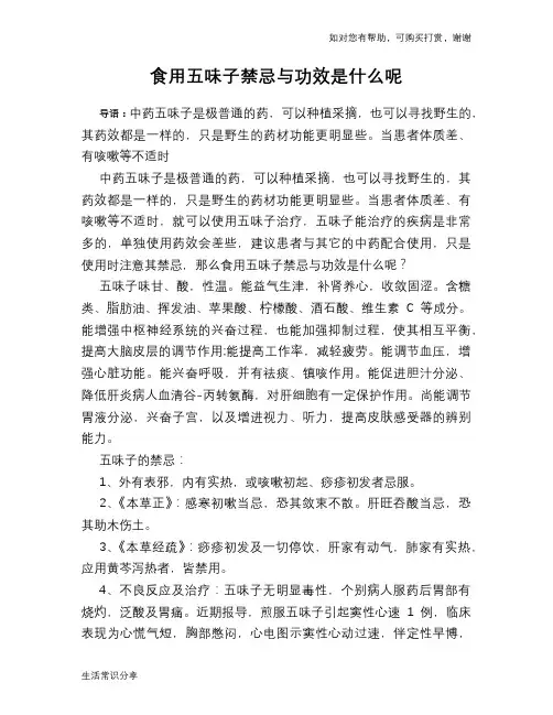 食用五味子禁忌与功效是什么呢