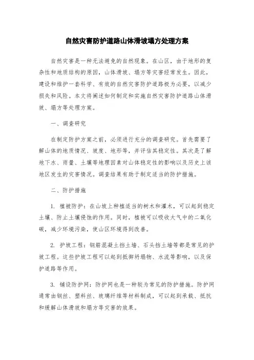 自然灾害防护道路山体滑坡塌方处理方案