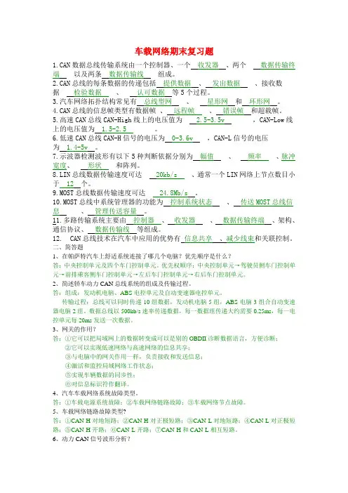 车载网络期末复习题
