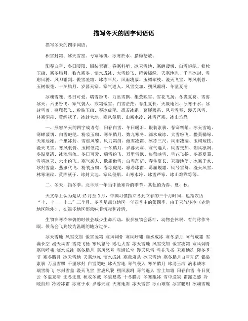 描写冬天的四字词语语