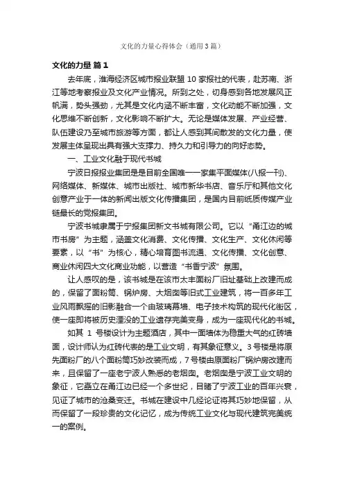 文化的力量心得体会（通用3篇）