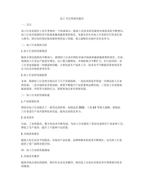 加工 可行性研究报告
