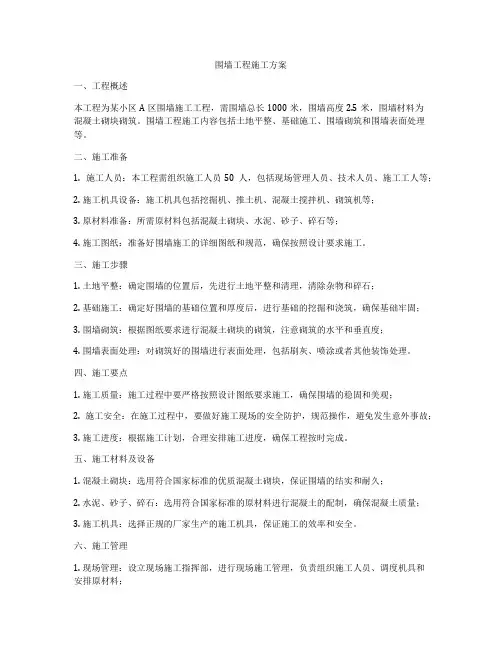 围墙工程施工方案