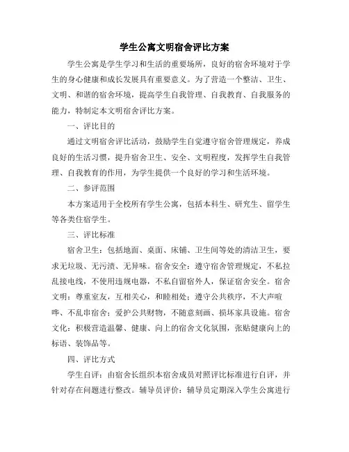 学生公寓文明宿舍评比方案