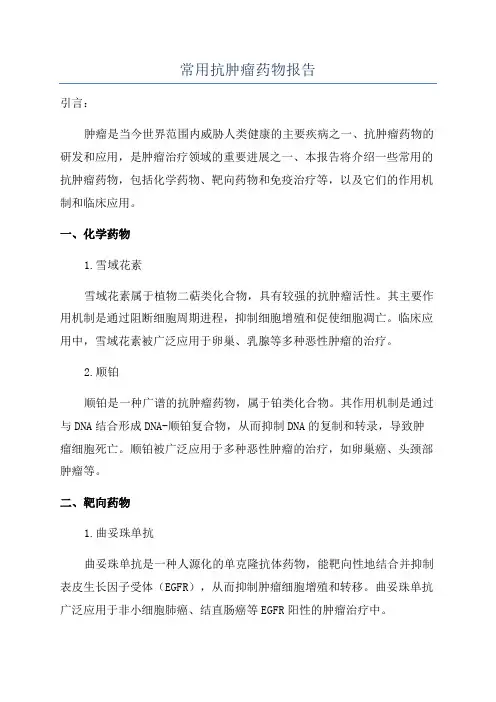常用抗肿瘤药物报告