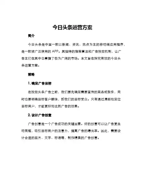 今日头条运营方案