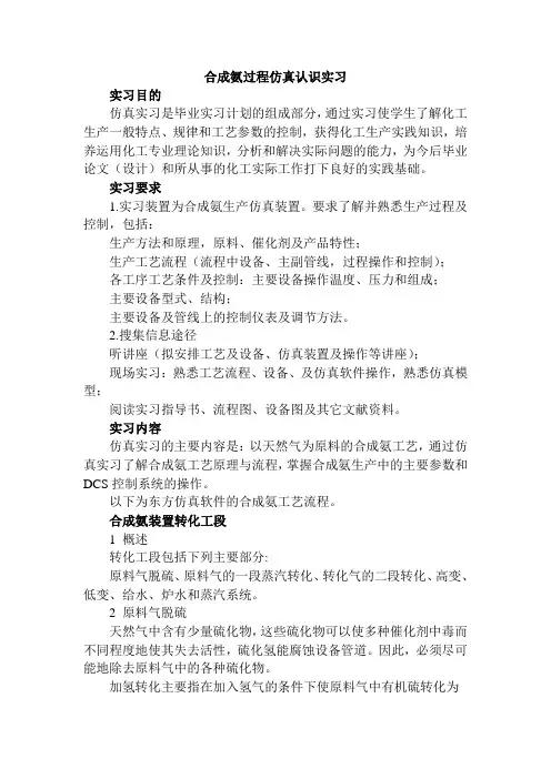 合成氨模拟实习