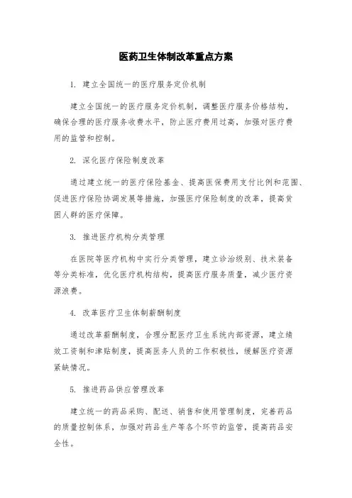 医药卫生体制改革重点方案