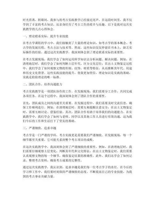 考古实践教学心得体会范文