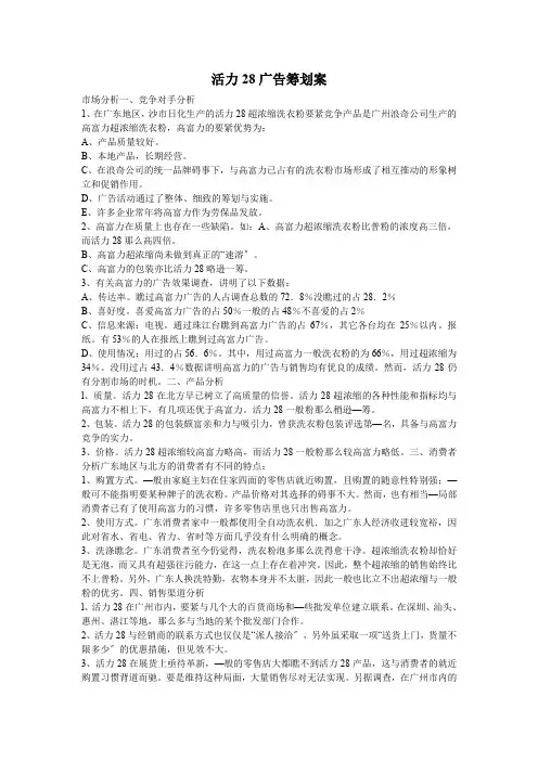 某洗衣粉广告策划案