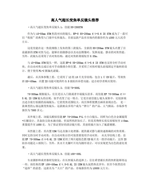 高人气超长变焦单反镜头推荐