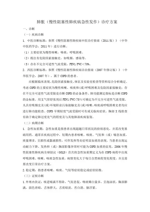 肺胀(慢性阻塞性肺疾病急性发作)诊疗方案