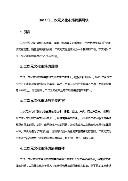 2024年二次元文化市场发展现状
