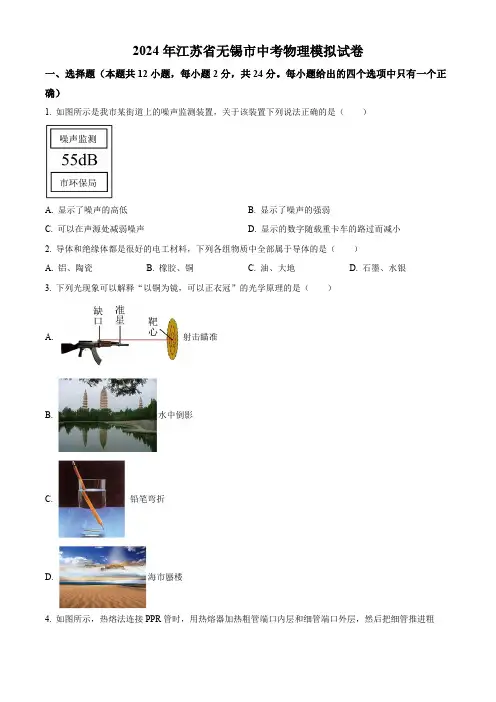 2024年江苏省无锡市新吴区九年级中考物理模拟试卷(无答案)