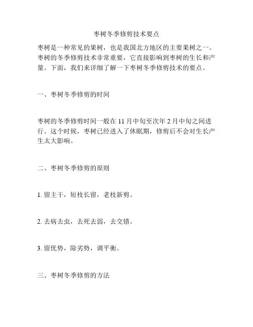 枣树冬季修剪技术要点