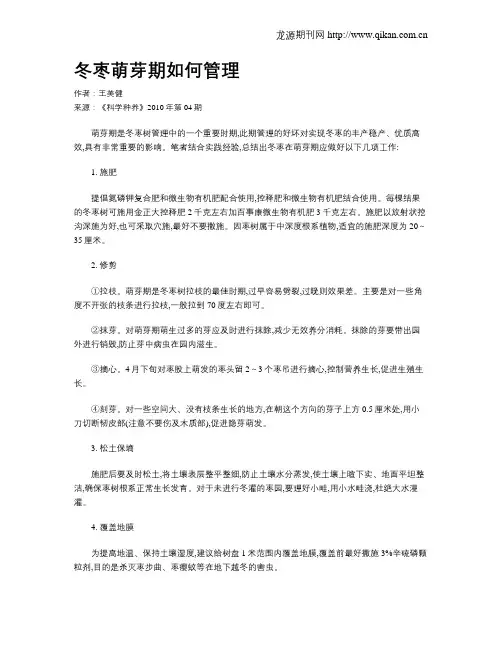 冬枣萌芽期如何管理