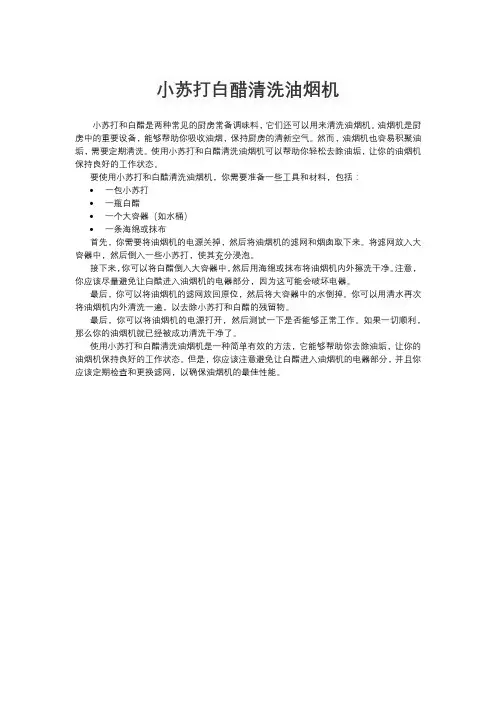 小苏打白醋清洗油烟机