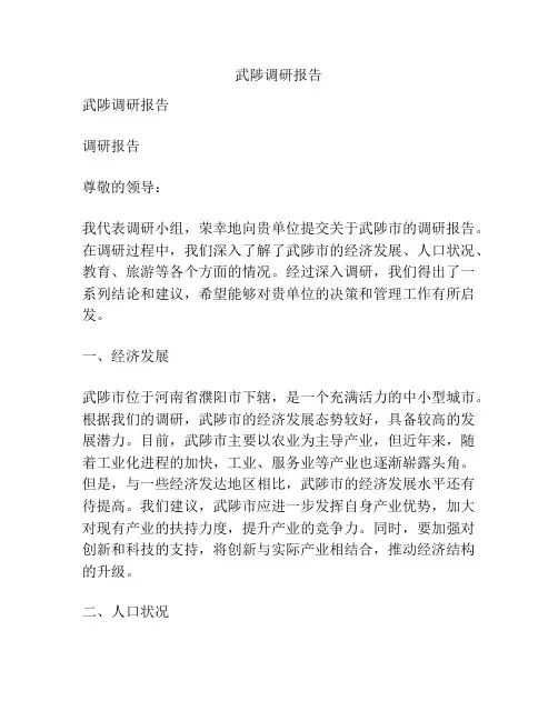 武陟调研报告