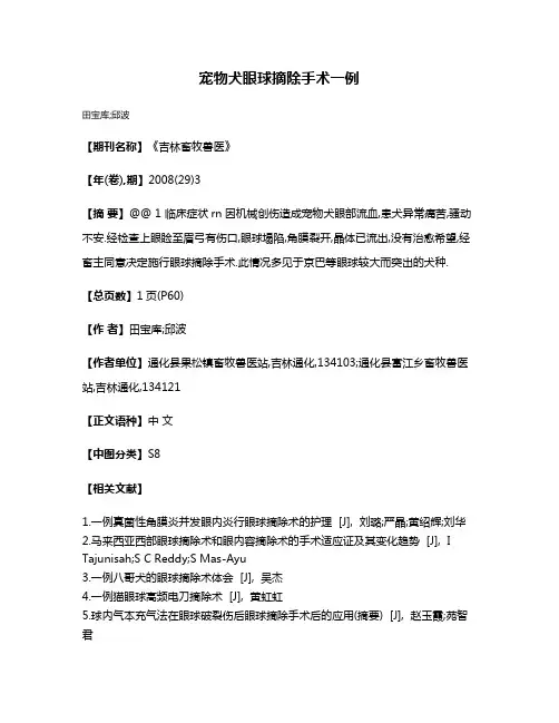 宠物犬眼球摘除手术一例