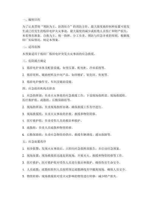 炼锌电炉火灾事故应急预案