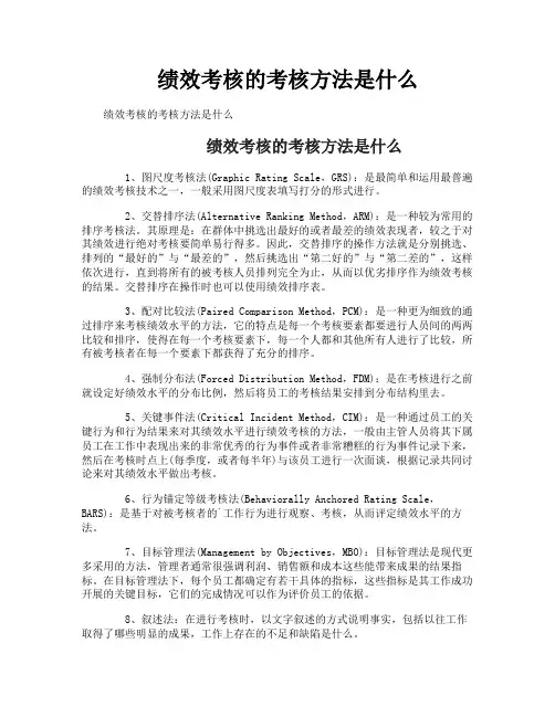 绩效考核的考核方法是什么
