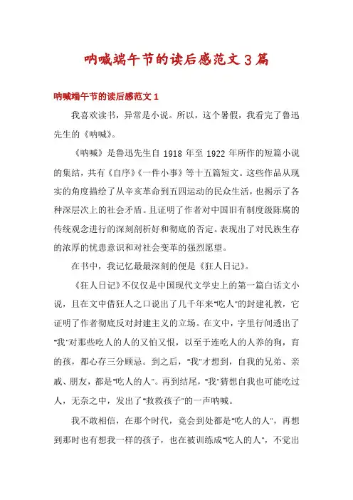 呐喊端午节的读后感范文3篇