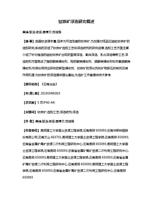 钛铁矿浮选研究概述