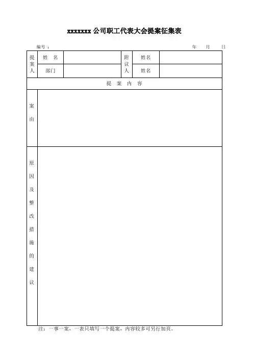 职工代表大会提案征集表 - 副本