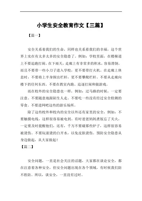 小学生安全教育作文【三篇】