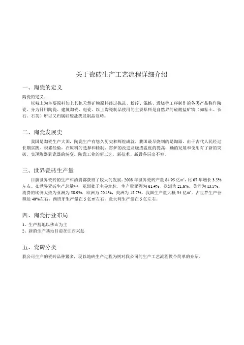 瓷砖生产工艺流程详细介绍