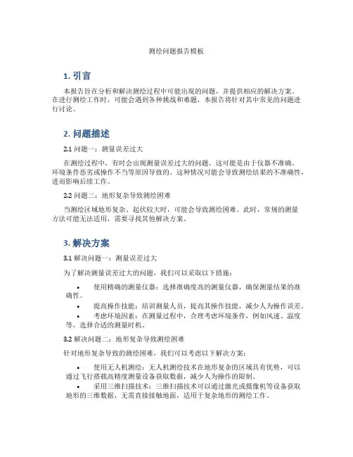 测绘问题报告模板