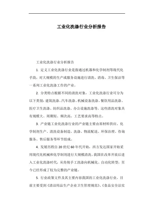 工业化洗涤行业分析报告