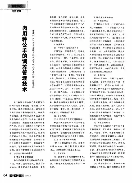肉用种公羊的饲养管理技术