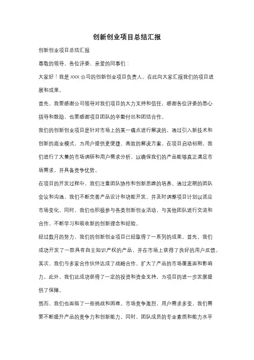 创新创业项目总结汇报