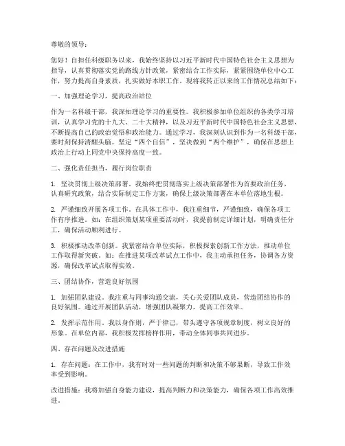 转正科级总结报告