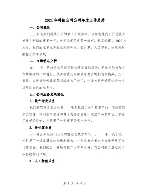 2024年科技公司公司年度工作总结(2篇)