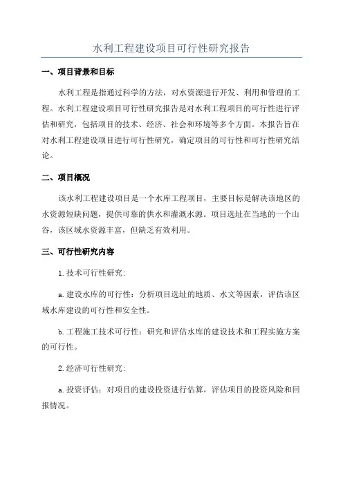 水利工程建设项目可行性研究报告