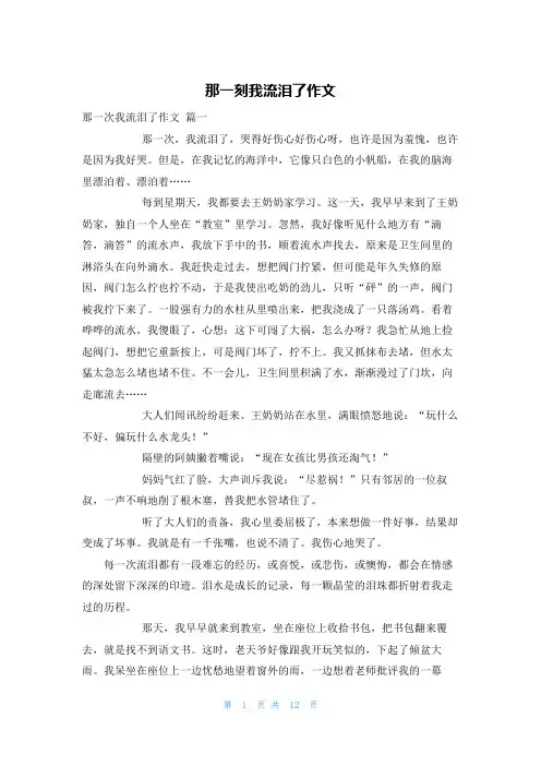 那一刻我流泪了作文