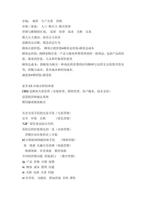市场营销听课笔记