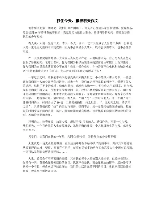 抓住今天,赢得明天作文