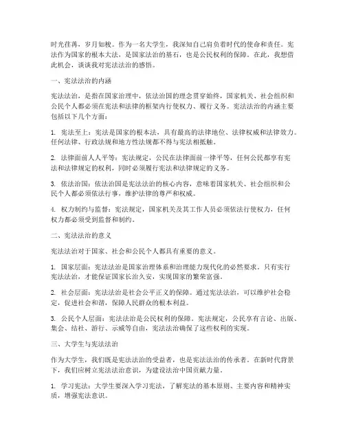 大学生宪法法治感言字
