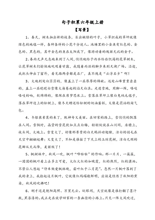 句子积累六年级上册