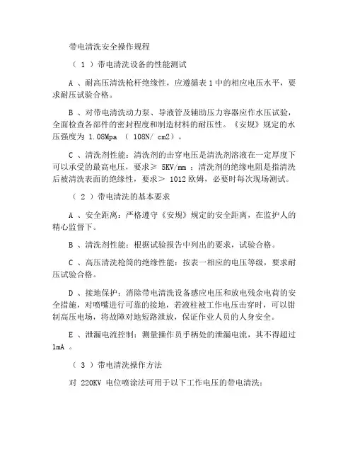 带电清洗安全操作规程
