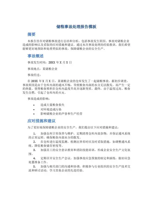 储粮事故处理报告模板