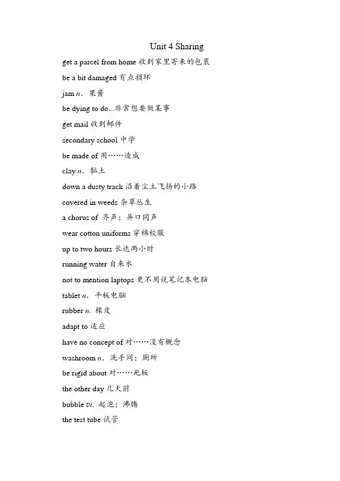 人教版选择性必修第四册Unit4 Sharing单词短语句型写作提炼汇总